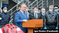 Igor Dodon la ceremonia de primire a ajutoarelor umanitare medicale din România