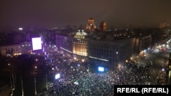 Protest ispred RTS-a, ugao Bulevara kralja Aleksandra i Takovske, Beograd, Srbija, 17.1.2025.