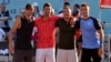 Novak Đoković na turniru u Zadru, 19. lipnja 2020. godine, pozira s Grigorom Dimitrovom, Viktorom Troickim i Bornom Ćorićem