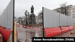 Pushkin Square two days after an anticorruption protest drew thousands of protesters to the spot in central Moscow