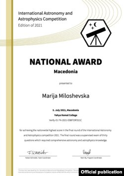 Национална награда за Марија Милошевска
