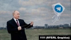 Путин и Telegram. Коллаж