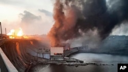 Днепровской ГЭС после российских атак 22 марта 2024 года, Запорожье, Украина
