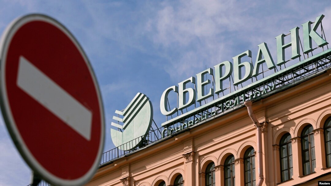 The new sanctions will limit the operational ability of major Russian banks, including Sberbank (pictured) and VTB Bank, according to "The Wall Street Journal."