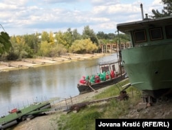 Lađe koje su ostale na suvom nakon što se Dunav povukao, Novi Sad 23. jul 2026.
