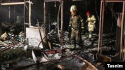 Firefighters at the scene of a blast at Sina At'har Clinic in northern Tehran. July 1, 2020. 