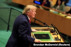 Президент США Дональд Трамп виступає на 81-й сесії Генеральної асамблеї ООН у штаб-квартирі організації в Нью-Йорку, США, 22 вересня 2026 року