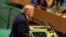 Президент США Дональд Трамп на трибуні в ООН, Нью-Йорк, 22 вересня 2026 року