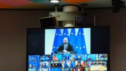 Predsednik Evropskog saveta Šarl Mišel na video konferenciji sa evropskim liderima 19 juna 2020.