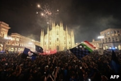 Իտալիայի չեմպիոնի տիտղոսը նվաճելուց հետո՝ «Ինտերի» երկրպագուները Միլանում տոնում են հաղթանակը