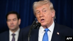 Дональд Трамп и Марко Рубио во время пресс-конференции