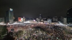 Snimak iz vazduha trga Slavija tokom masovnog protesta na koji su pozvali studenti, Beograd, 15. mart 2025.