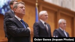 Klaus Iohannis la ședința solemnă a Parlamentului de la București, 28 noiembrie 2018.