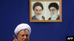 Ali Akbar Hashemi Rafsanjani delivers his sermon during Friday Prayers at Tehran University.
