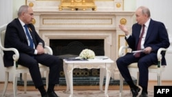 Rusiya prezidenti Vladimir Putin Kremldə Ermənistan baş naziri Nikol Paşinyanla söhbət edir.