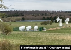 A Starlink ground station (left), known as a "gateway," seen in Usingen, Germany.