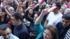 Armenia - Market traders protest outside a government building in Yerevan, 25Sep2014.