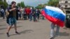 Moldova-US Army, Exhibition, soldiers, central square of Chisinau, flag of Russia