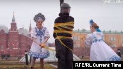 A screengrab from a Pussy Riot protest performance near Moscow's Red Square, which landed Rita Flores in jail. 