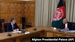 دیدار انتونی بلینکن با محمد اشرف غنی، رئیس جمهوری افغانستان در ارگ ریاست جمهوری