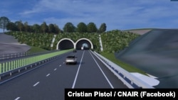 Autostrada Tg. Neamţ-Iaşi-Ungheni ar urma să aibă 14 tuneluri. Randare foto publicată de directorul CNAIR, Cristian Pistol, în august 2024.