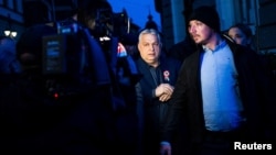 Prim-ministrul ungar Viktor Orbán la un miting electoral la Kaposvar, pe 16 martie 2026.