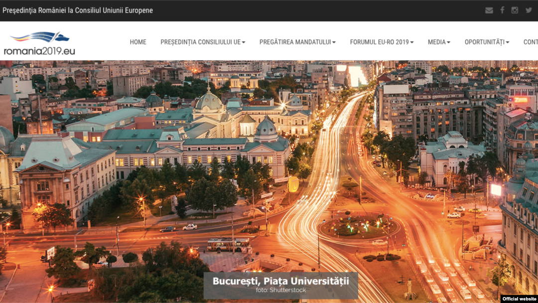 Romania: Imaginea site-ului Președintiei române a UE, exclusiv în limba română