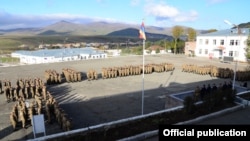 Armenia - Soldiers are lined up at an Armenian military base, 21Oct2014.