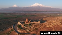 Khor Virap Monastery, with Mount Ararat, known in Turkish as Mount Agri, in the background