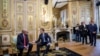 U.S. President Donald Trump and French President Emmanuel Macron meet at Elysee presidential palace. Paris, France, November 10, 2018.