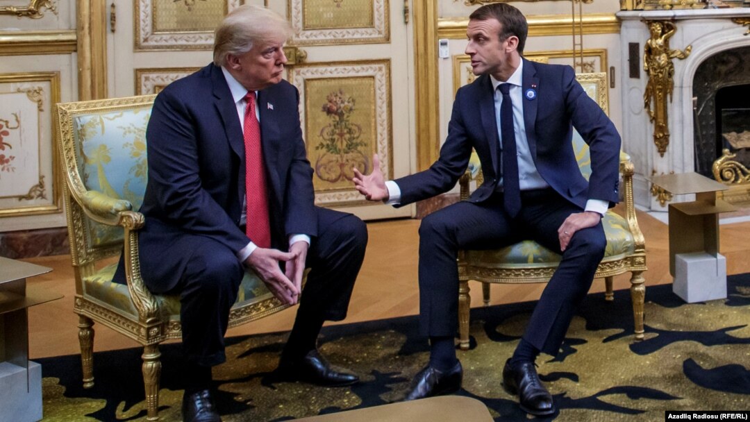 Дональд Трамп и Эммануэль Макрон в Елисейском дворце. Париж, 10 ноября 10 ноября 2018