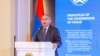 Armenian Prime Minister Nikol Pashinian delivers a welcoming speech at the two-day international conference “Orbeli Forum: Building Peace and Multilateral Cooperation.” Yerevan, Armenia, November 4, 2025.