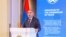 Armenian Prime Minister Nikol Pashinian delivers a welcoming speech at the two-day international conference “Orbeli Forum: Building Peace and Multilateral Cooperation.” Yerevan, Armenia, November 4, 2025.