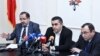 Armenia - Dashnaktsutyun leaders Aghvan Vartanian (L), Armen Rustamian (C) and Artsvik Minasian at a news conference in Yerevan, 13Jan2015.