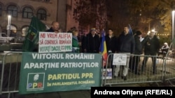 Manifestație organizată la Fântana de la Universitate, în București, pe 28 noiembrie 2024.