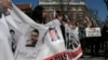 Demonstrators outside the Belarusian Embassy in Washington last month carried banners that read: "Political Prisoners in Belarus" and "Kidnapped and Killed in Belarus"