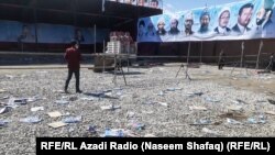 The site of a March 6 attack in Kabul. At least 32 civilians were killed and 180 injured by two gunmen who attacked a ceremony marking the anniversary of the death of Shi'ite political leader Abdul Ali Mazari.
