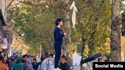 Vida Movahed, Protests Against The Compulsory Hijab On Engelab Street, Tehran-- December 27 2017 