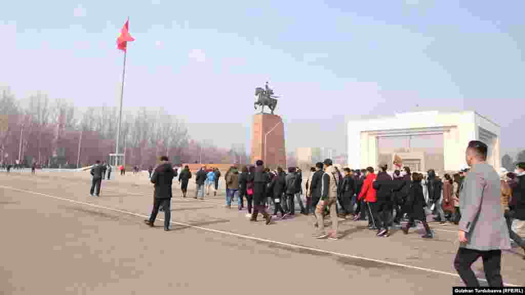 Kyrgyzstan - Bishkek - A peaceful march &quot;For Justice!&quot; Started on February 14 in Bishkek. According to the organizers of the action, the participants of the event gathered around noon near the railway station in the center of the capital and marched alon
