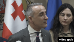 ეუთოს საპარლამენტო ასამბლეის პრეზიდენტი პერე ჟოან პონსი საქართველოში ვიზიტის დასრულებისას გამართულ ბრიფინგზე. თბილისი, 10 მარტი, 2026 