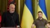 Kryeministri i Shqipërisë, Edi Rama, gjatë një konference për media në Kiev më 15 qershor 2022 së bashku me presidentin ukrainas, Volodymyr Zelensky. 