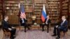 U.S. Secretary of State Antony Blinken (left to right), U.S. President Joe Biden, Russian President Vladimir Putin, and Russian Foreign Minister Sergei Lavrov attend a U.S.-Russia summit at Villa La Grange in Geneva, Switzerland, in June 2021.