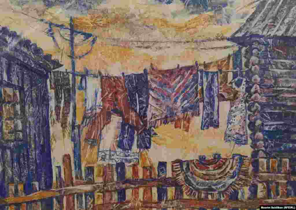 Е.В.Литвиненконун "Ачык күн, чоң кир жуу" аттуу эмгеги, кагаз, акварель, 2014