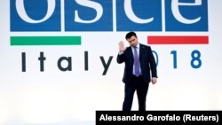 Ministrul de externe ucrainean Pavlo Klimkin la sosirea la reuniunea OSCE de la Milano, 6 decembrie 2018