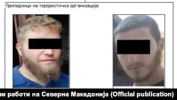 Полициски фотографии од уапсените осомничени од терористичката група и од запленетото оружје, муниција и материјали