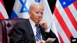 Presidenti amerikan, Joe Biden, gjatë vizitës në Izrael më 18 tetor 2023. 