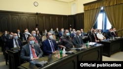 Armenia - Government and law-enforcement officials attend a cabinet meeting in Yerevan, June 24, 2021.