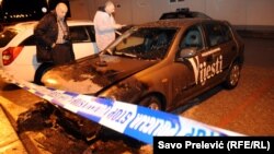 Zapaljeni automobil redakcije Vijesti