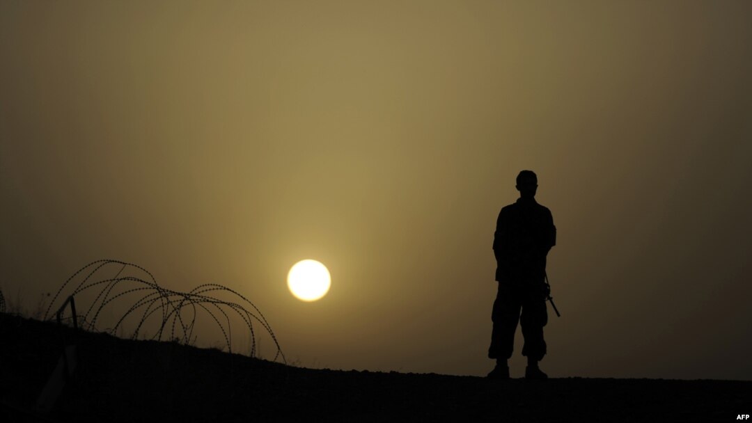 An Afghan soldier stands at a checkpoint in Khost Province. (file photo)
