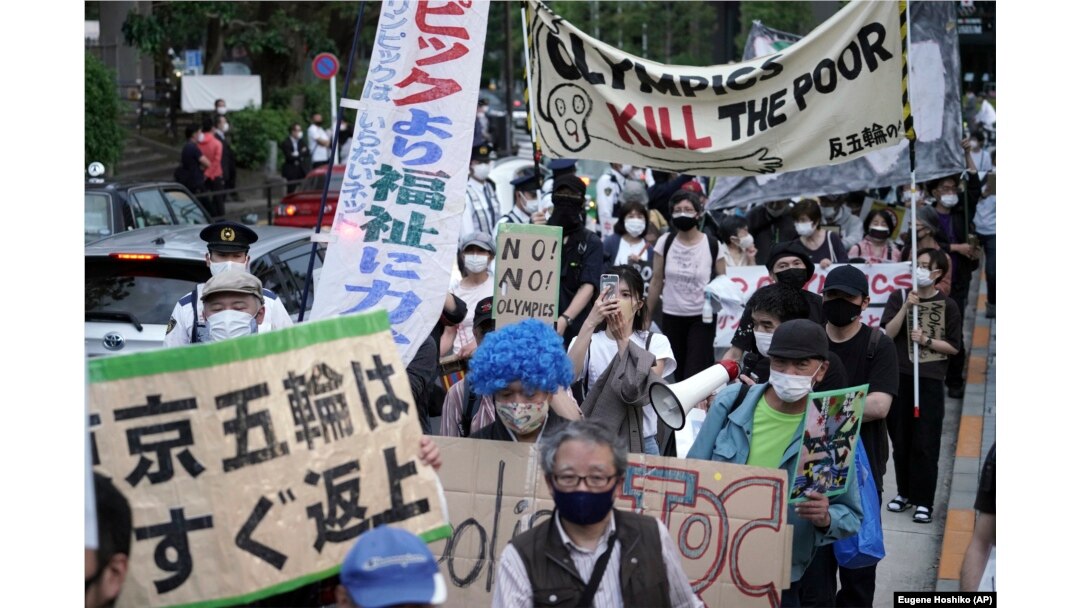 Proteste anti-Olimpiadă în Japonia, 9 mai 2021.